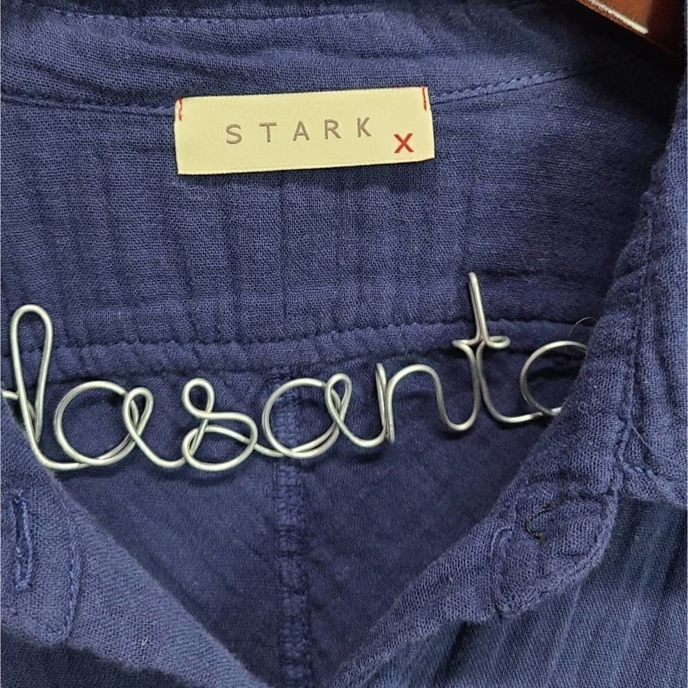 STARK Blue High-Low Button Down Shirt Size Small - Picture 4 of 5